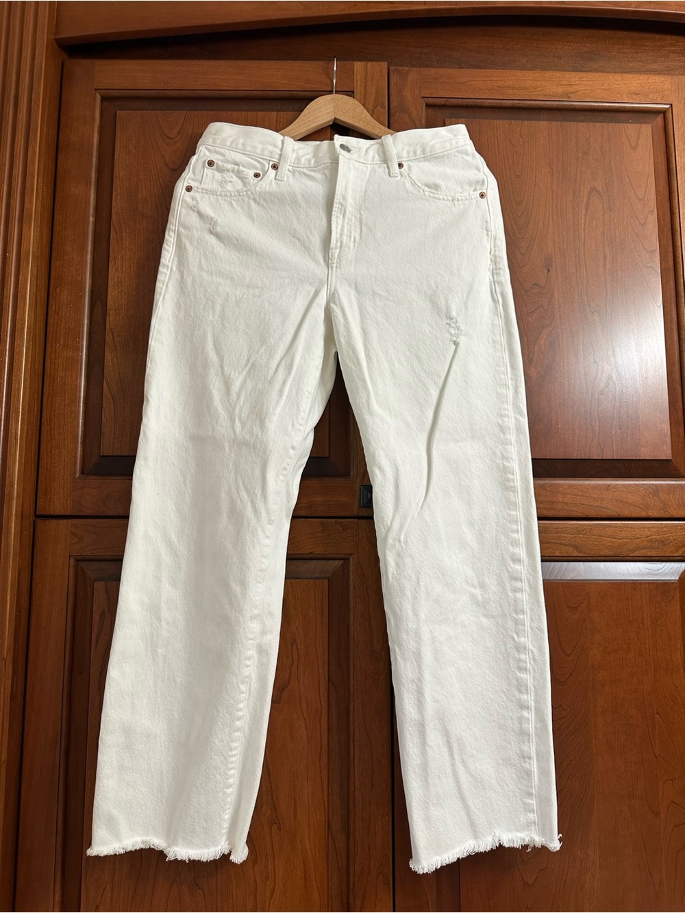 pistola White Straight-Leg Jeans with Raw Hem